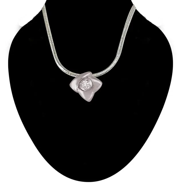 Unique Wonder Sterling Silver Real Diamond Pendant with 18 IN Chain (SDP188)