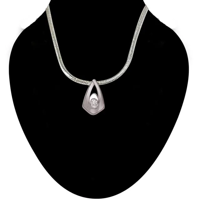 Sparkling Dream - Real Diamond & Sterling Silver Pendant with 18 IN Chain (SDP190)