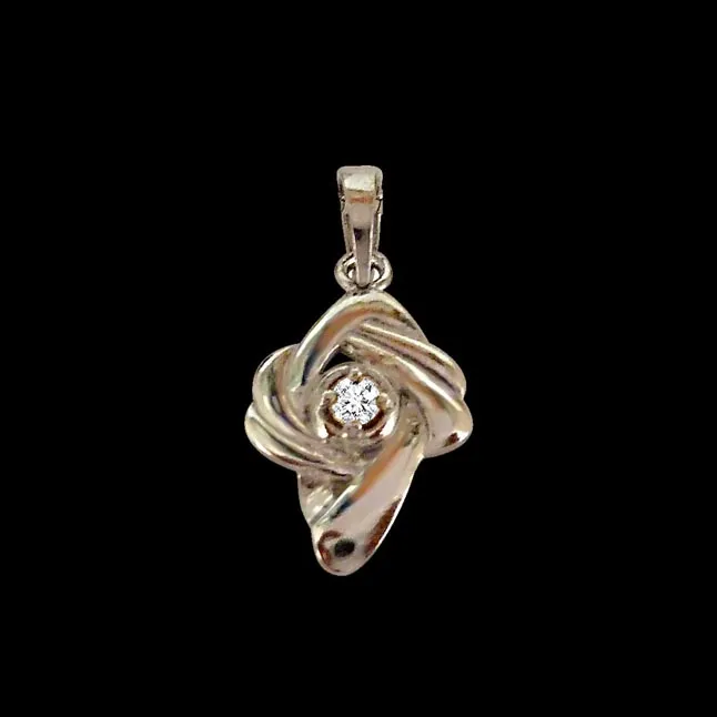 Royal Texture - Real Diamond & Sterling Silver Pendant with 18 IN Chain (SDP191)