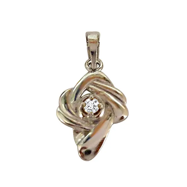 Royal Texture - Real Diamond & Sterling Silver Pendant with 18 IN Chain (SDP191)
