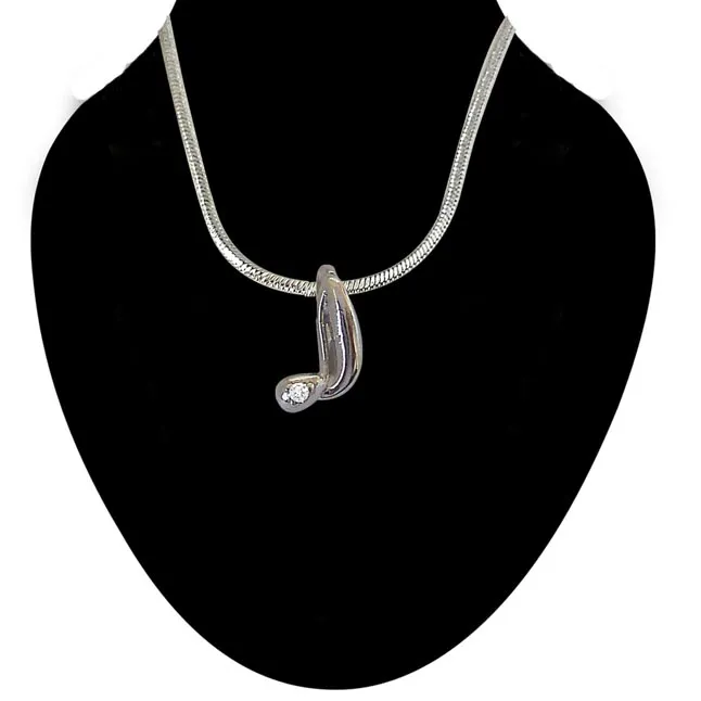 Diamond Boomerang - Real Diamond & Sterling Silver Pendant with 18 IN Chain (SDP192)