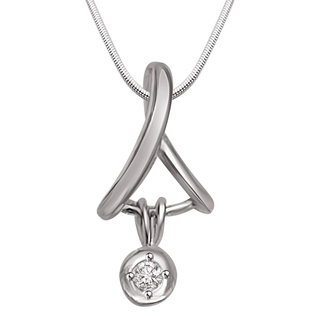 Royal Fantasy - Real Diamond & Sterling Silver Pendant with 18 IN Chain (SDP193)