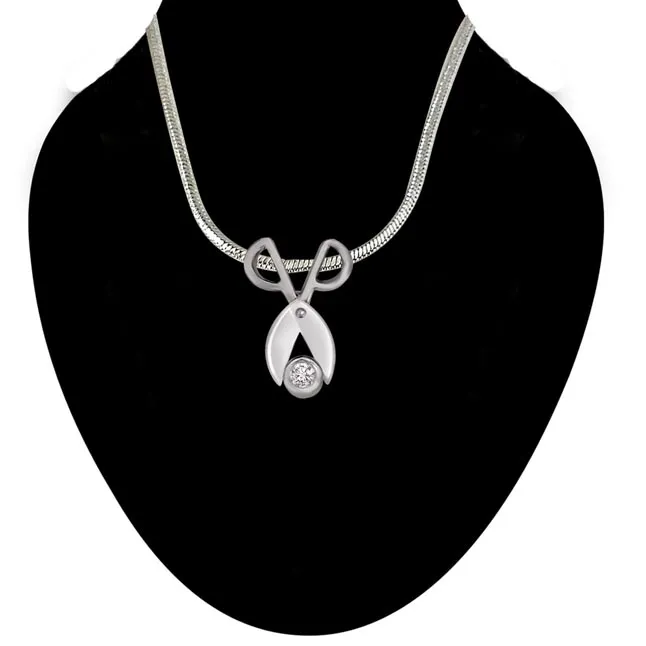 Silver Allure Sterling Silver Real Diamond Pendant with 18 IN Chain (SDP196)