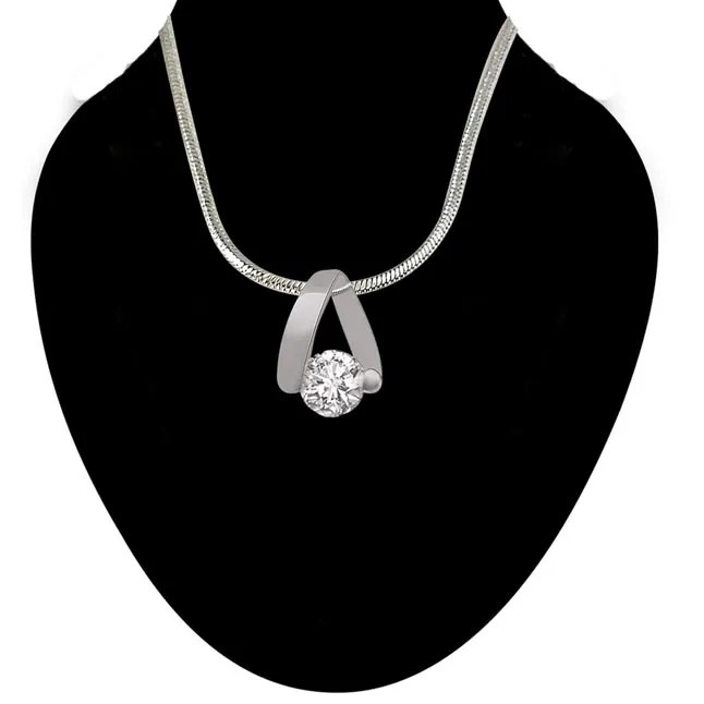 Natural Sparkle - Real Diamond & Sterling Silver Pendant with 18 IN Chain (SDP202)