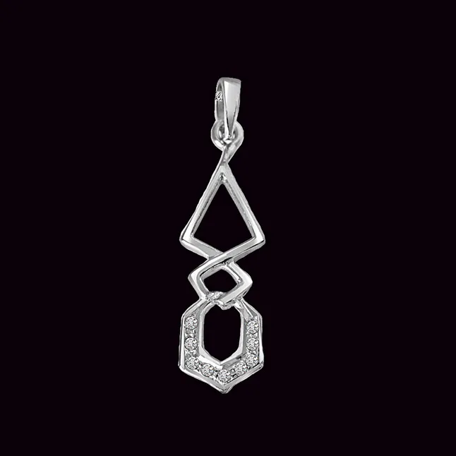 Twist Me Around - Real Diamond & Sterling Silver Pendant with 18 IN Chain (SDP203)