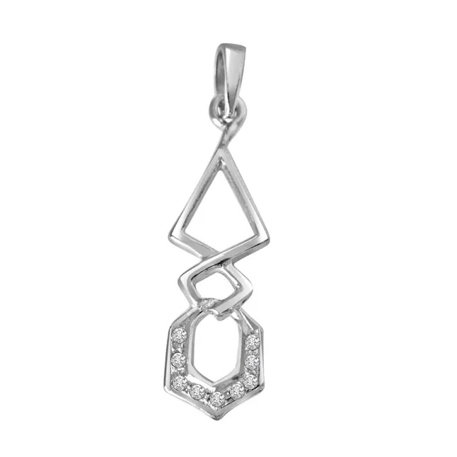 Twist Me Around - Real Diamond & Sterling Silver Pendant with 18 IN Chain (SDP203)