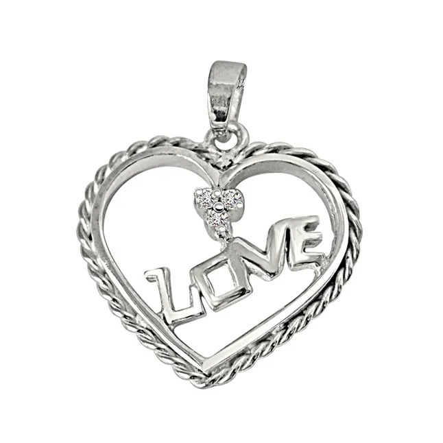 Love Your Heart - Real Diamond & Sterling Silver Pendant with 18 IN Chain (SDP205)