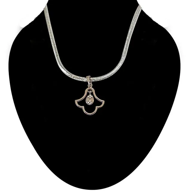 Drizzling Diamond - Real Diamond & Sterling Silver Pendant with 18 IN Chain (SDP207)
