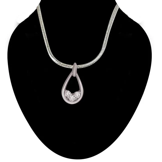 Vintage Vanity - Real Diamond & Sterling Silver Pendant with 18 IN Chain (SDP211)
