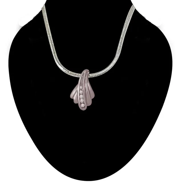 Magnifying Sparkle - Real Diamond & Sterling Silver Pendant with 18 IN Chain (SDP212)