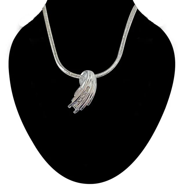 Speedy Grace - Real Diamond & Sterling Silver Pendant with 18 IN Chain (SDP213)