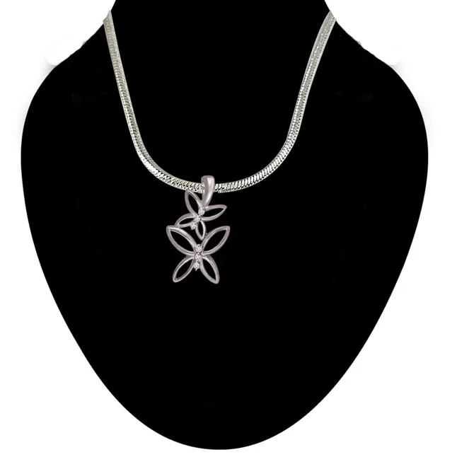 Spring Meadows - Real Diamond & Sterling Silver Pendant with 18 IN Chain (SDP216)