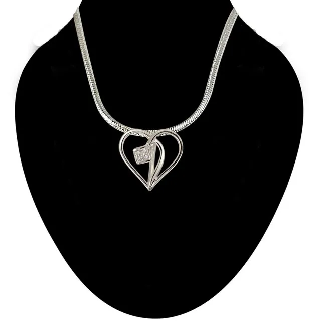 Cross Your Heart - Real Diamond & Sterling Silver Pendant with 18 IN Chain (SDP220)