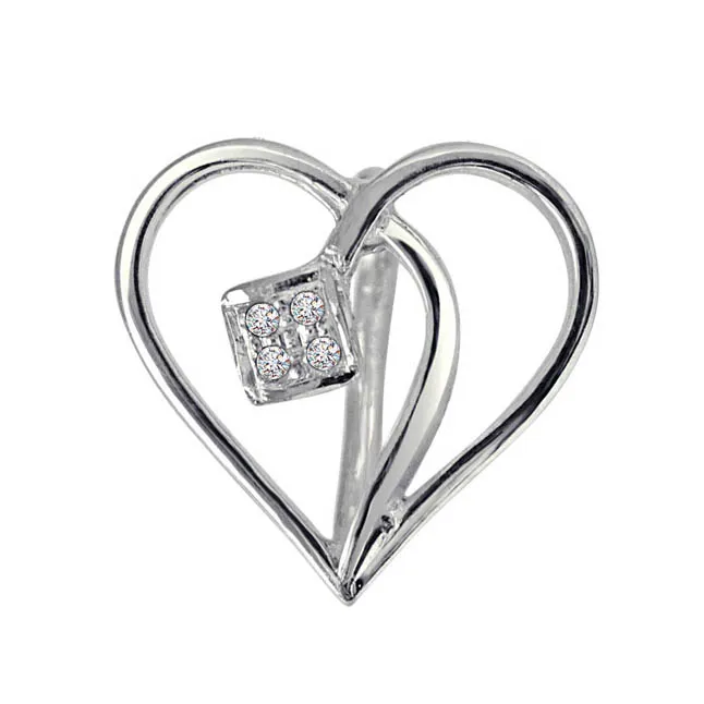 Cross Your Heart - Real Diamond & Sterling Silver Pendant with 18 IN Chain (SDP220)