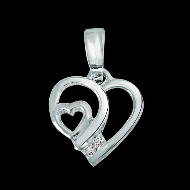 Tiny Heart - Real Diamond & Sterling Silver Pendant with 18 IN Chain (SDP221)