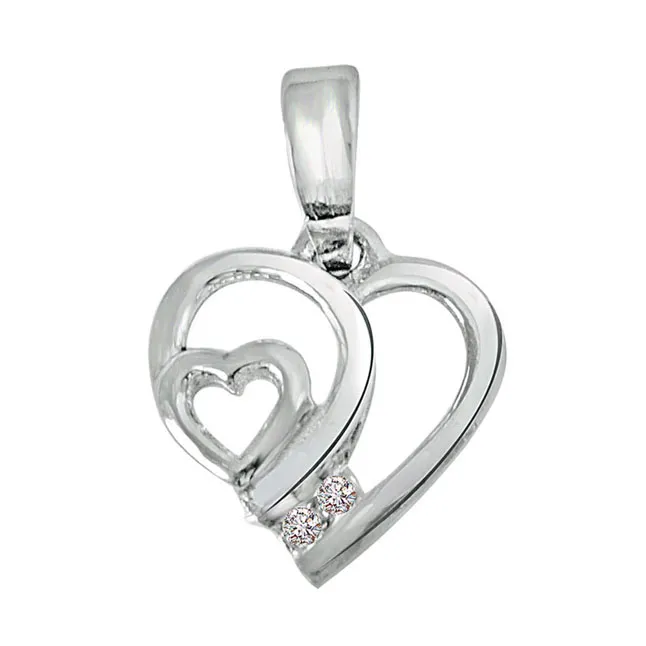 Tiny Heart - Real Diamond & Sterling Silver Pendant with 18 IN Chain (SDP221)