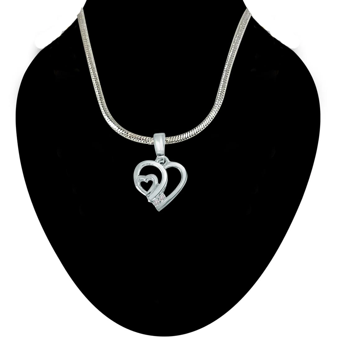 Tiny Heart - Real Diamond & Sterling Silver Pendant with 18 IN Chain (SDP221)