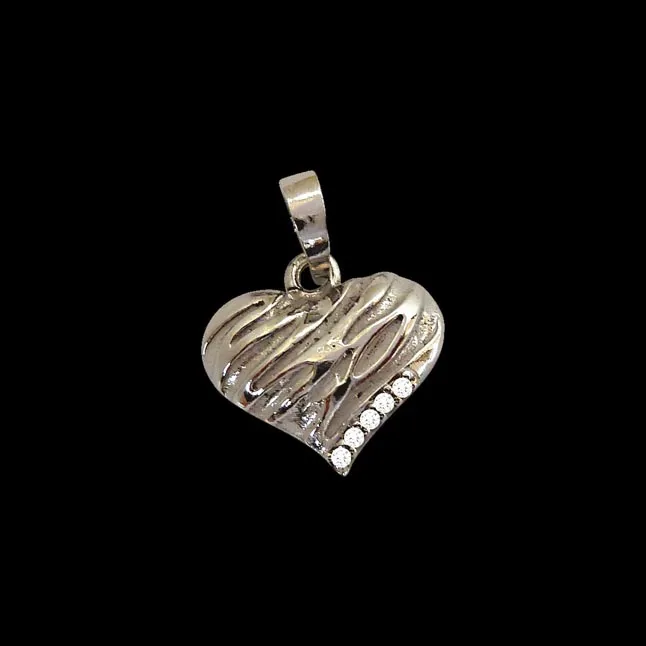 Shining Sweetheart - Real Diamond & Sterling Silver Pendant with 18 IN Chain (SDP223)