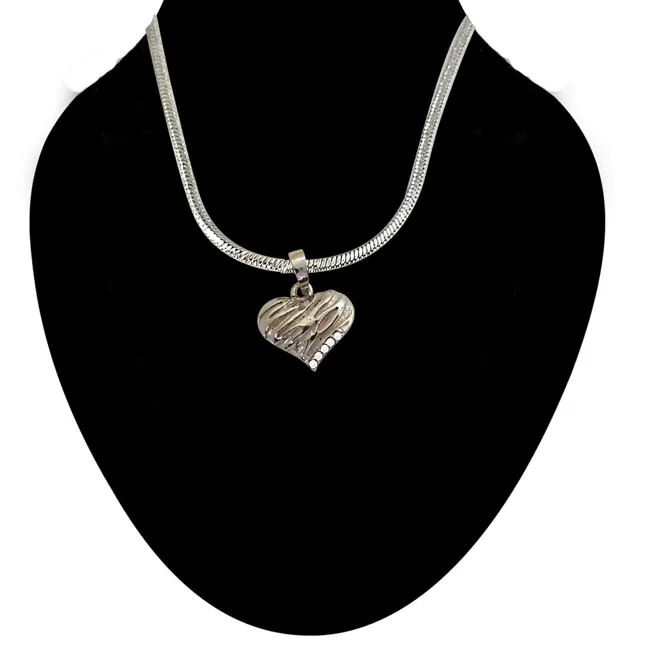 Shining Sweetheart - Real Diamond & Sterling Silver Pendant with 18 IN Chain (SDP223)