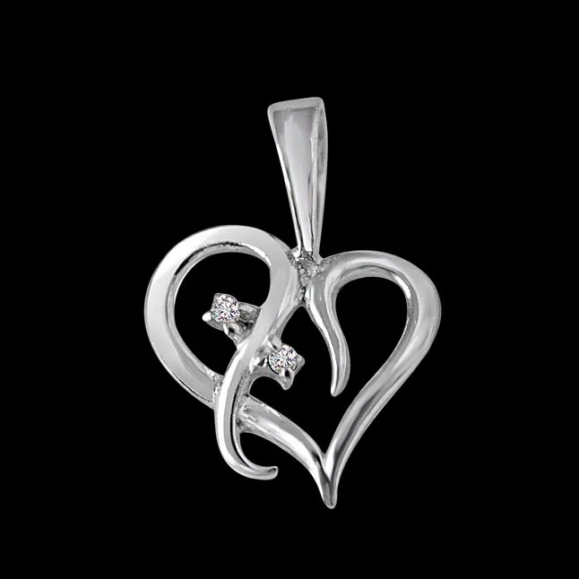 Loyal Love - Real Diamond & Sterling Silver Pendant with 18 IN Chain (SDP226)