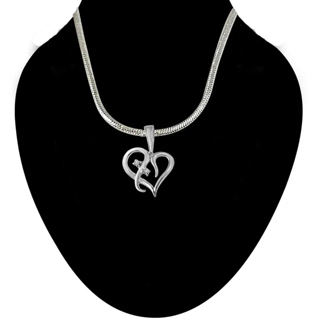 Loyal Love - Real Diamond & Sterling Silver Pendant with 18 IN Chain (SDP226)