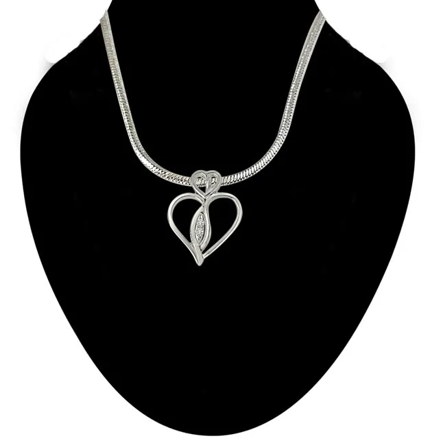 Love From Above - Real Diamond & Sterling Silver Pendant with 18 IN Chain (SDP227)