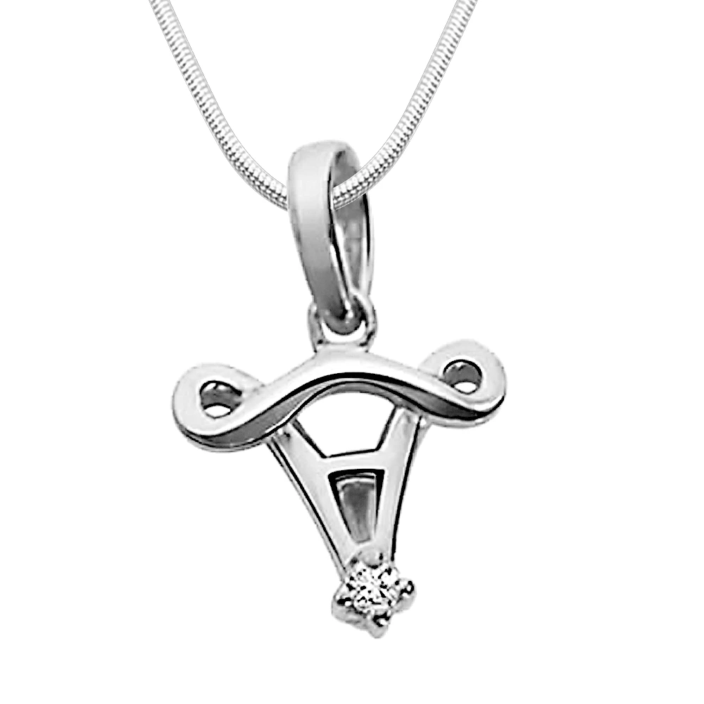 Eye Catchers - Real Diamond & Sterling Silver Pendant with 18 IN Chain (SDP23)