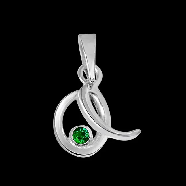 Emerald Twist - Real Emerald & 925 Sterling Silver Pendant with 18 IN Chain (SDP230)
