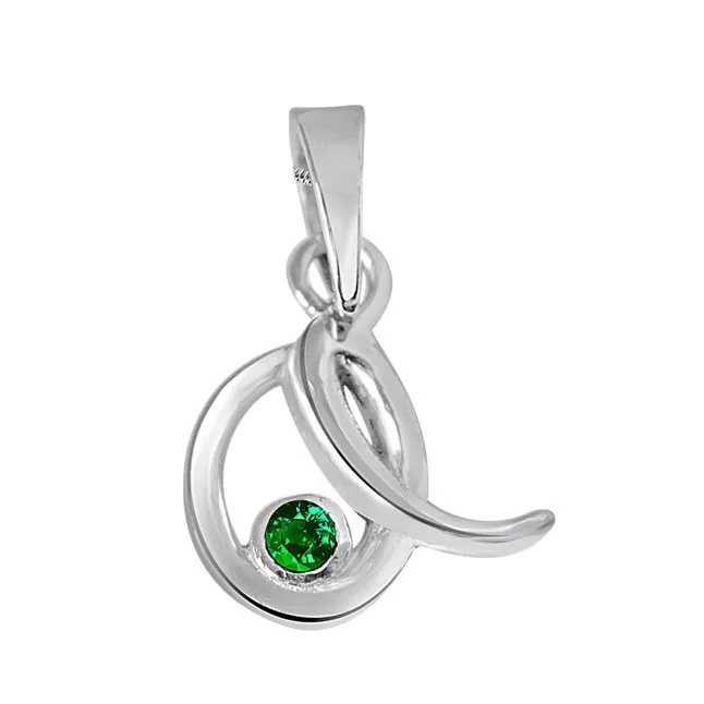 Emerald Twist - Real Emerald & 925 Sterling Silver Pendant with 18 IN Chain (SDP230)