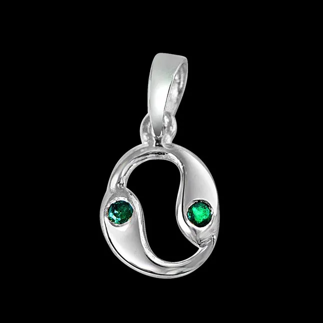 Emerald Eye - Real Emerald & 925 Sterling Silver Pendant with 18 IN Chain (SDP231)