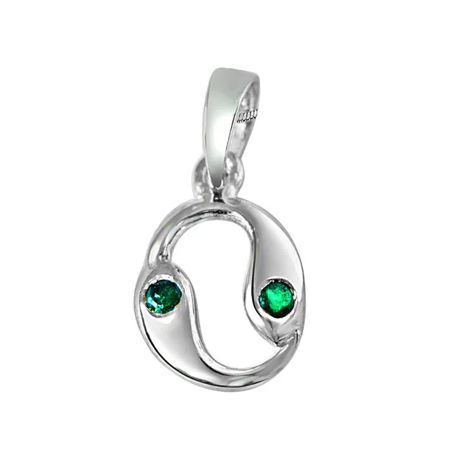 Emerald Eye - Real Emerald & 925 Sterling Silver Pendant with 18 IN Chain (SDP231)