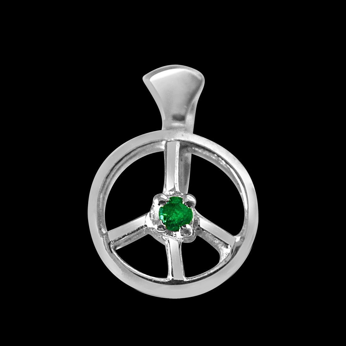 Emerald Wheel - Real Emerald & 925 Sterling Silver Pendant with 18 IN Chain (SDP233)
