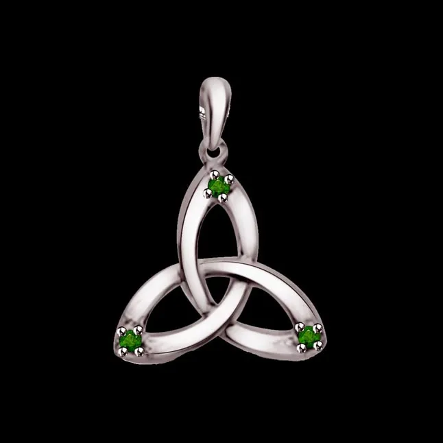 Sweet Triangle - Real Emerald Pendant in 925 Sterling Silver with 18 IN Chain (SDP239)