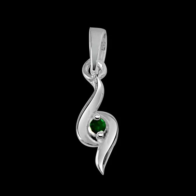 Hold Me Tight - Real Emerald Pendant in 925 Sterling Silver with 18 IN Chain (SDP240)