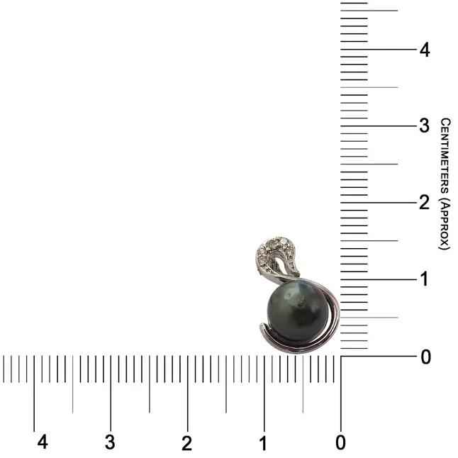 Black Tahitian Solitaire Pearl & Diamond Pendant with 18 IN Chain (SDP248)