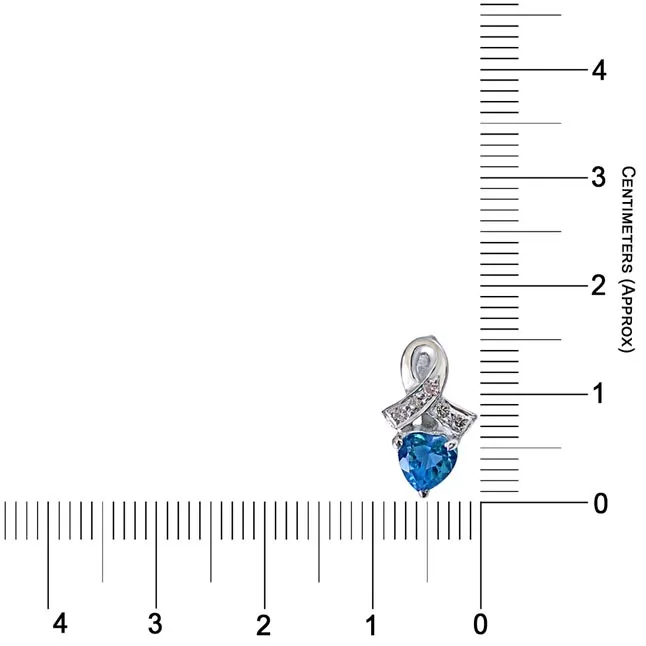 Real Diamond & Heart Shaped Blue Topaz Pendant with 18 IN Chain (SDP254)