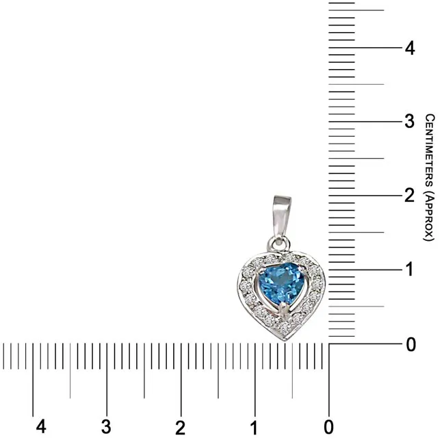 Heart Shaped Blue Topaz & Real Diamond Pendant With 18 IN Chain (SDP258)