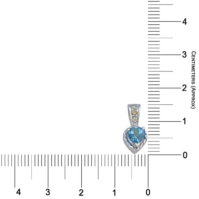 Solitaire Heart Shape Swiss Blue Topaz with 3 Diamond in 925 Silver Pendant with 18 IN Chain (SDP259)