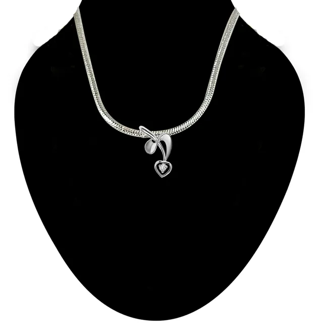 Twisted Love - Real Diamond & Sterling Silver Pendant with 18 IN Chain (SDP26)