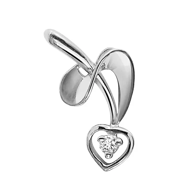 Twisted Love - Real Diamond & Sterling Silver Pendant with 18 IN Chain (SDP26)