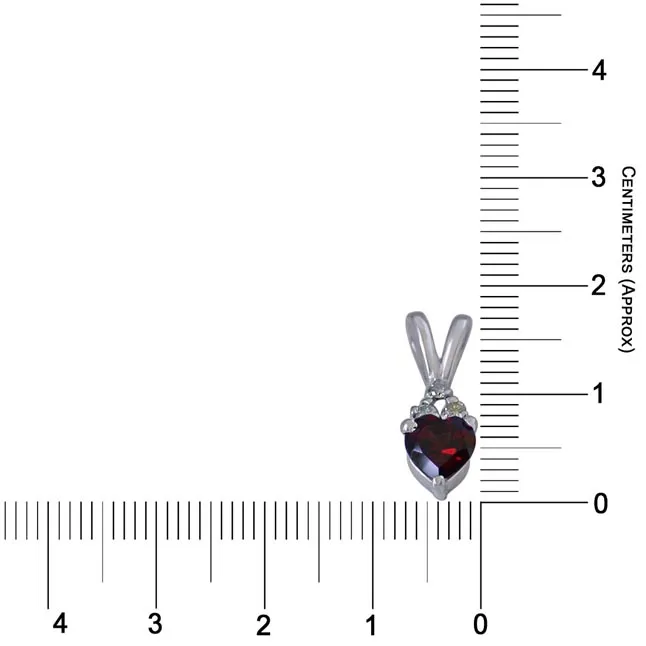 3 Diamond Set on Top of Heart Shape Garnet 925 Silver Pendant with 18 IN Chain (SDP267)