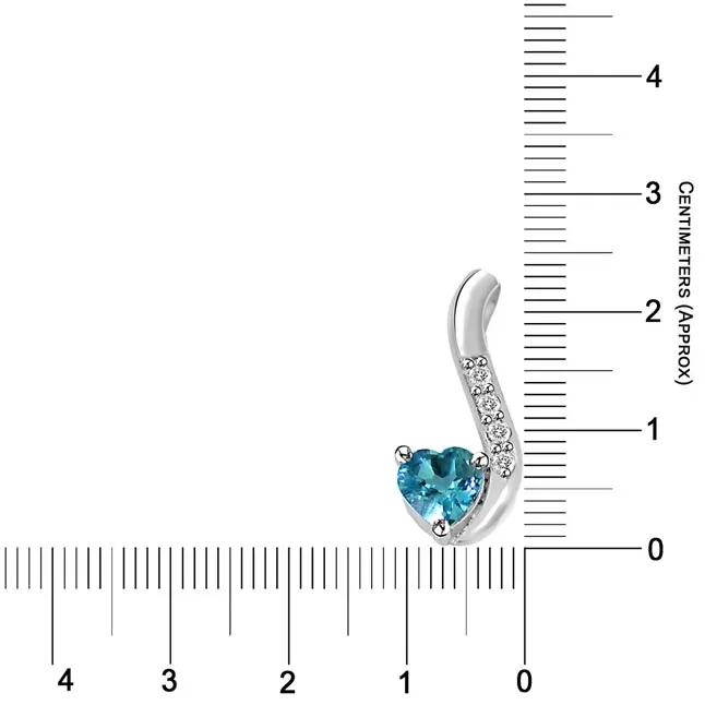 Heart Shaped Blue Topaz & Real Diamond Silver Pendant with 18 IN Chain (SDP274)