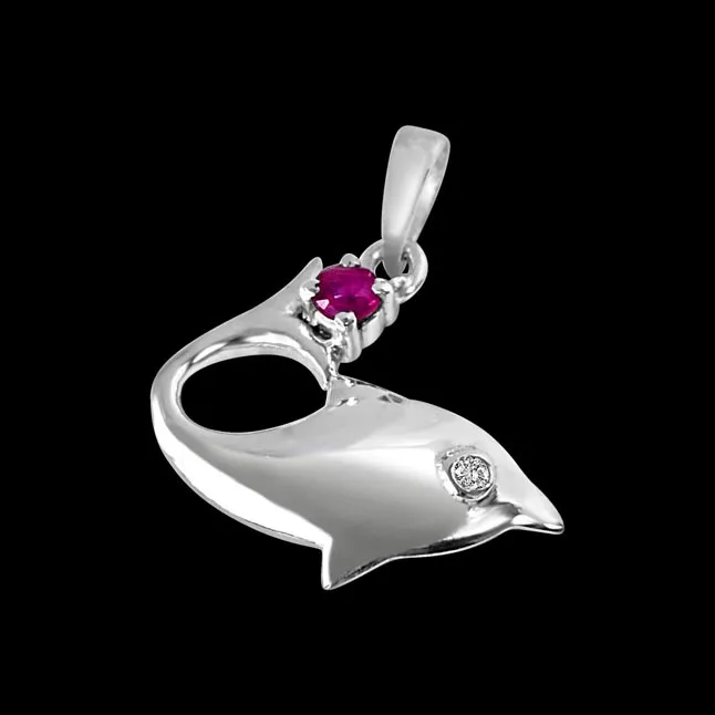 Lovista Magic Real Diamond, Red Ruby & Sterling Silver Pendant with 18 IN Chain (SDP279)