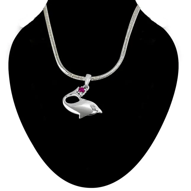 Lovista Magic Real Diamond, Red Ruby & Sterling Silver Pendant with 18 IN Chain (SDP279)