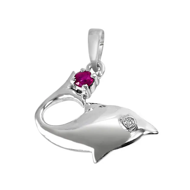 Lovista Magic Real Diamond, Red Ruby & Sterling Silver Pendant with 18 IN Chain (SDP279)