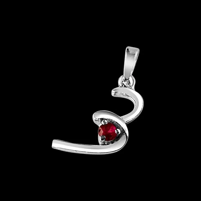 Halfway To Paradise Red Ruby & 925 Sterling Silver Pendant with 18 IN Chain (SDP280)