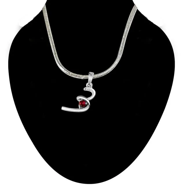 Halfway To Paradise Red Ruby & 925 Sterling Silver Pendant with 18 IN Chain (SDP280)