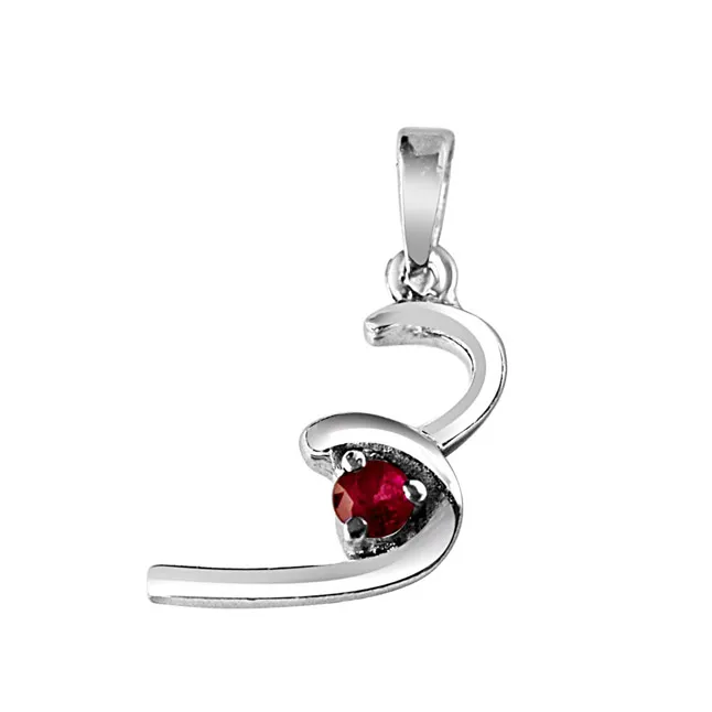 Halfway To Paradise Red Ruby & 925 Sterling Silver Pendant with 18 IN Chain (SDP280)