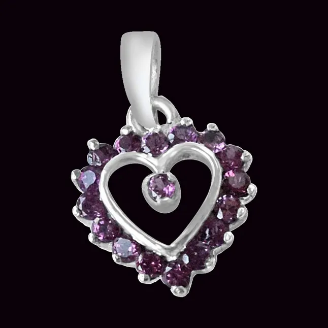 Love for Rhodolite 925 Sterling Silver Pendant with 18 IN Chain (SDP281)