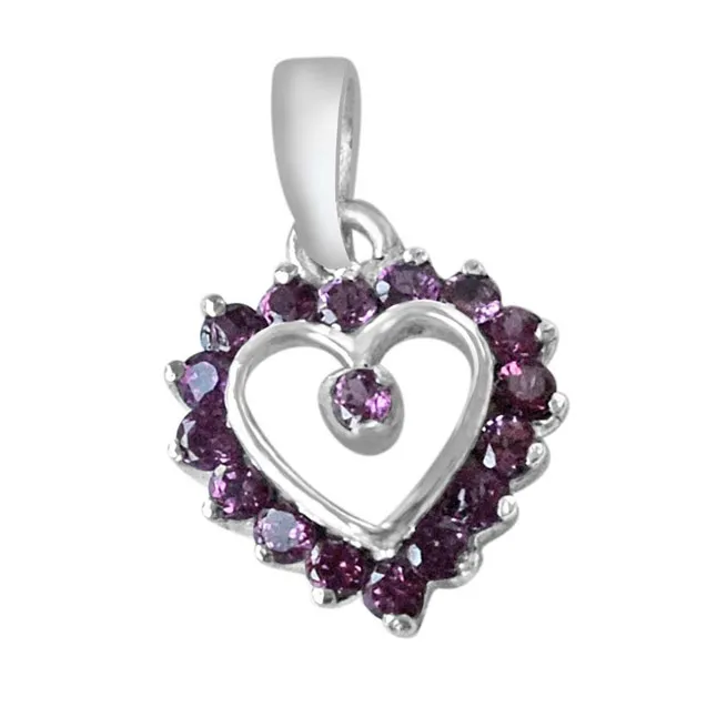 Love for Rhodolite 925 Sterling Silver Pendant with 18 IN Chain (SDP281)